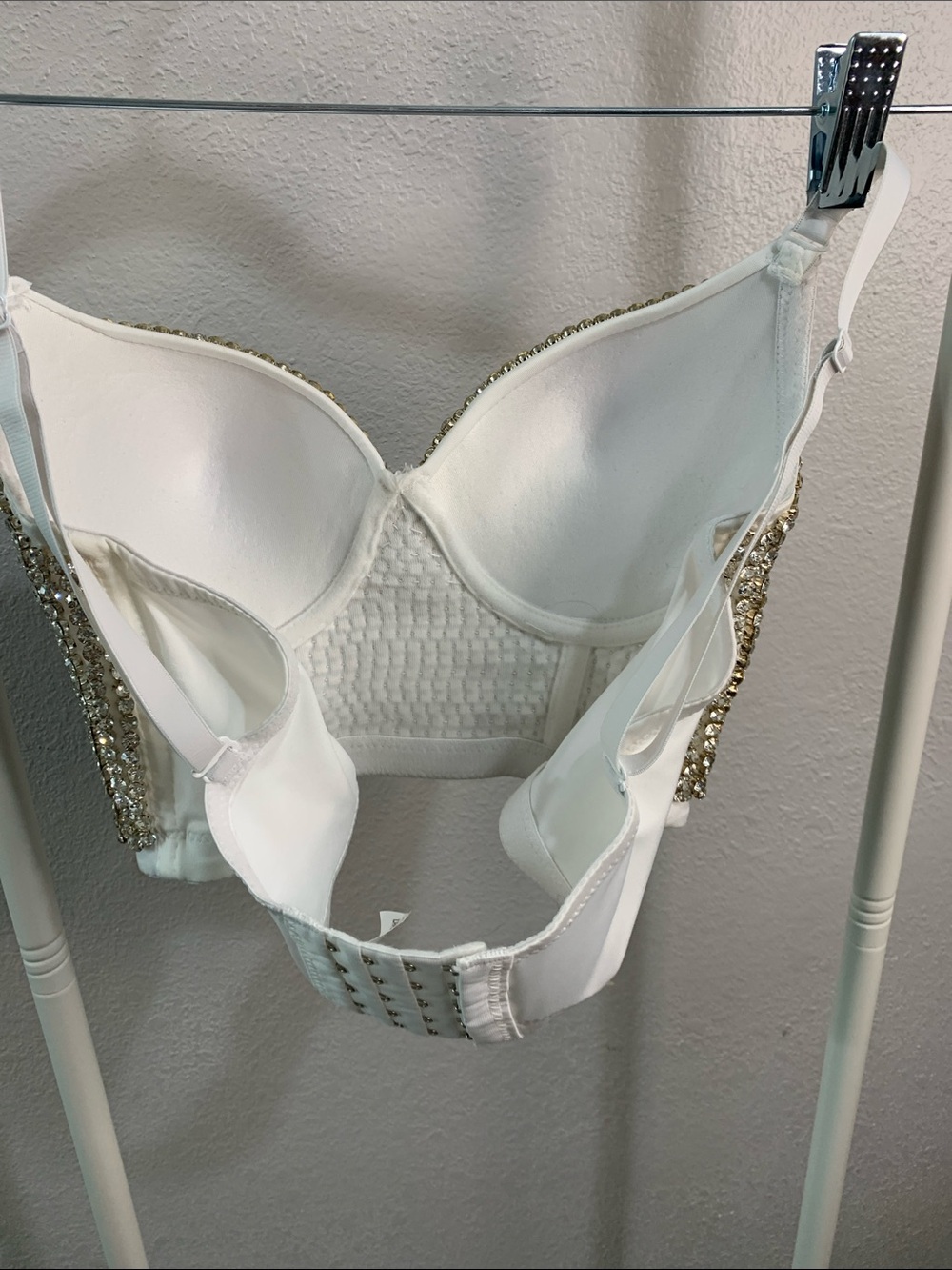 Crystal-Embellished Sequin Bustier Top - Silver - Picture 2 of 9